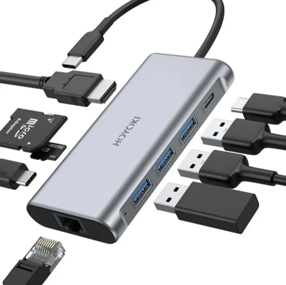 HOYOKI USB C Hub Multiport Adapter 9-in-1 HDMI 4k Ethernet 100w pd